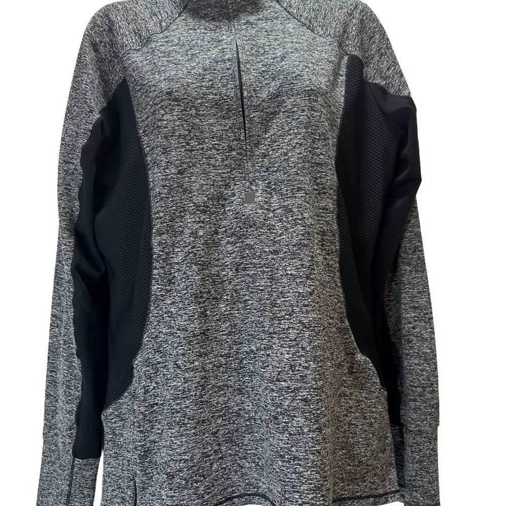 Athleta Running Wild Half Zip Long Sleeve Pullover Jacket Gray Black Size L - Picture 2 of 9